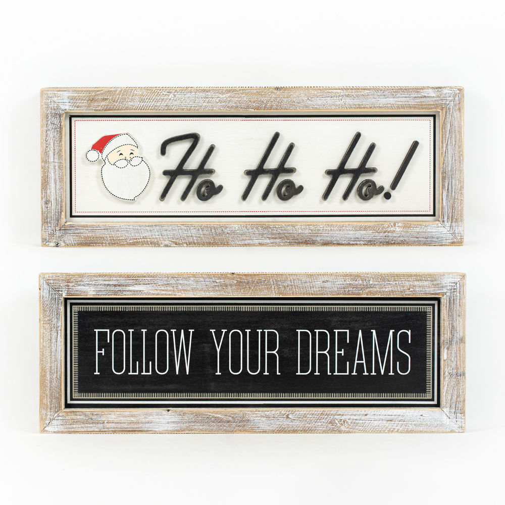 Reversible Wood Framed Sign (Hoho/Follow Dreams) Adams Christmas Adams & Co.   
