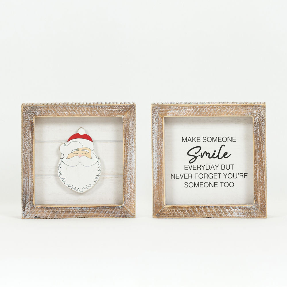 Reversible Wood Framed Shiplap Sign (Santa/Smile) Adams Christmas Adams & Co.   