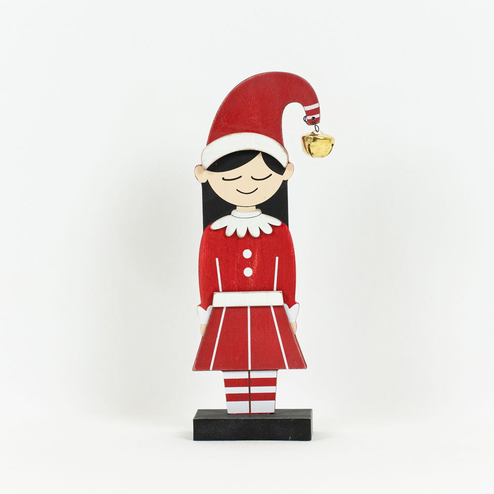 Wood Cutout Elf on Stand (Girl) Large Adams Christmas Adams & Co.   