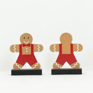 Wood Cutout Gingerbread on Base (Boy) Bn/Rd/ Adams Christmas Adams & Co.   