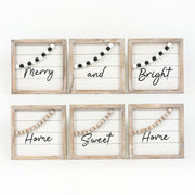 Reversible Wood Framed Beaded Shiplap Sign S/3 (Merry/Home) Adams Christmas Adams & Co.   