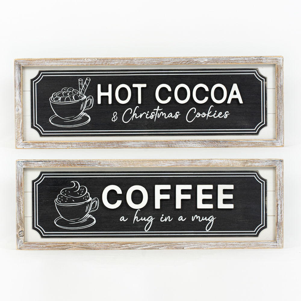 Reversible Wood Framed Shiplap Sign (Coffee/Hot Cocoa) Adams Christmas Adams & Co.   