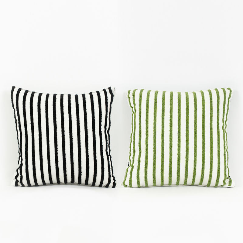 Striped Reversible Pillow, White + Green/Black 18" Adams Everyday Adams & Co.   