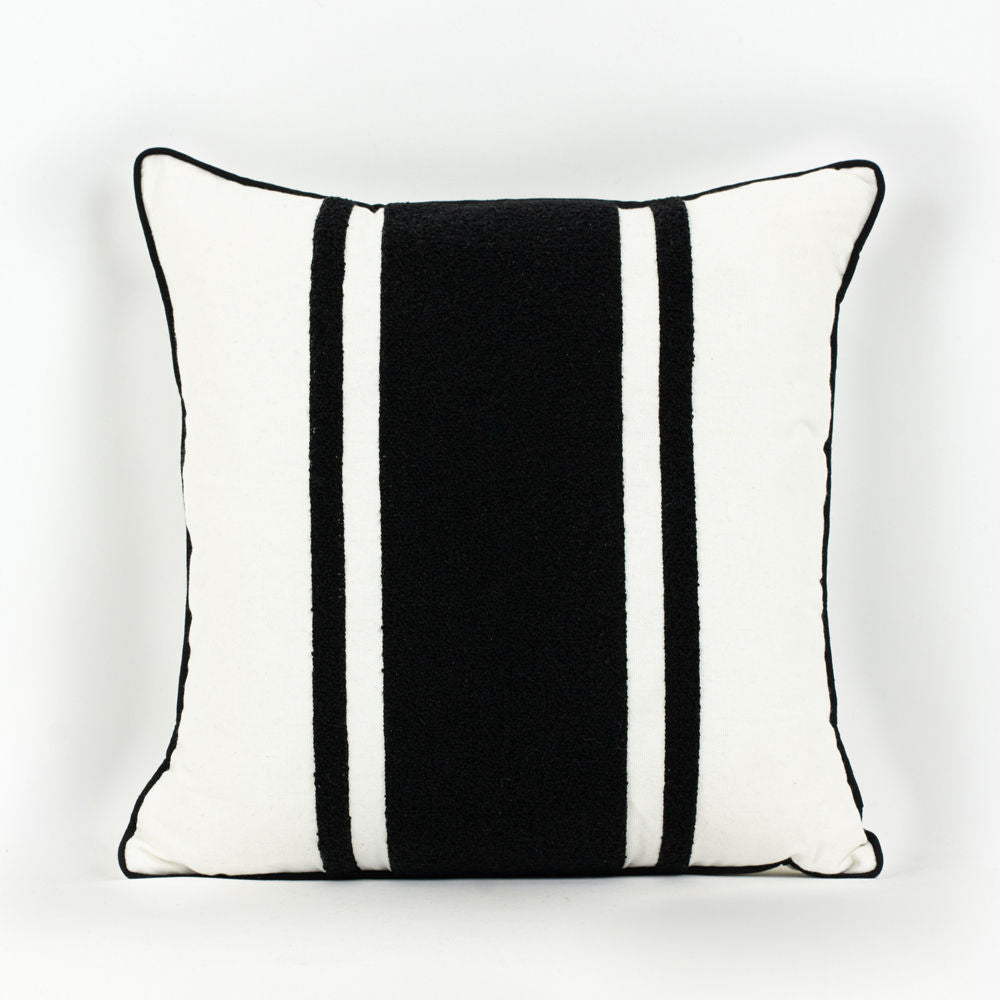 Striped Reversible Pillow, White + Green/Black Adams Everyday Adams & Co.   