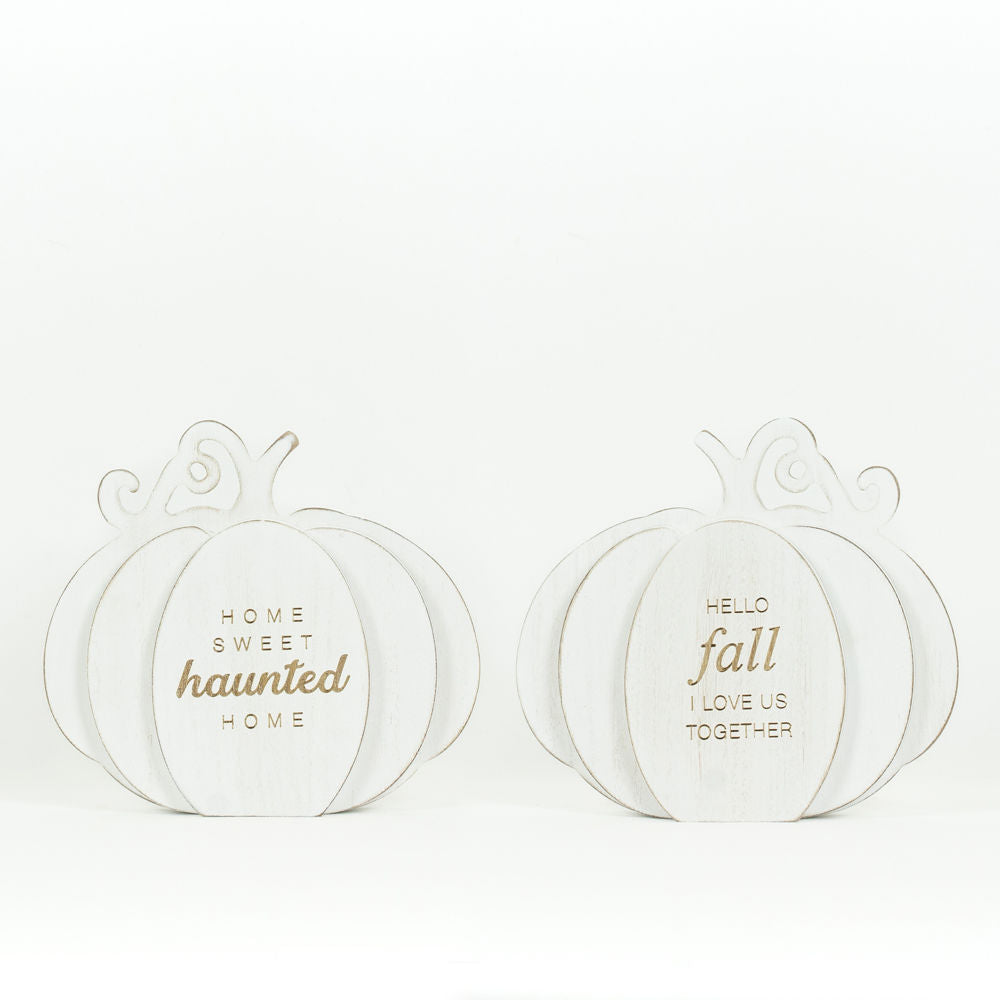 Reversible Wood Cutout Pumpkin (Fall/Haunted) Adams Halloween Adams & Co.   