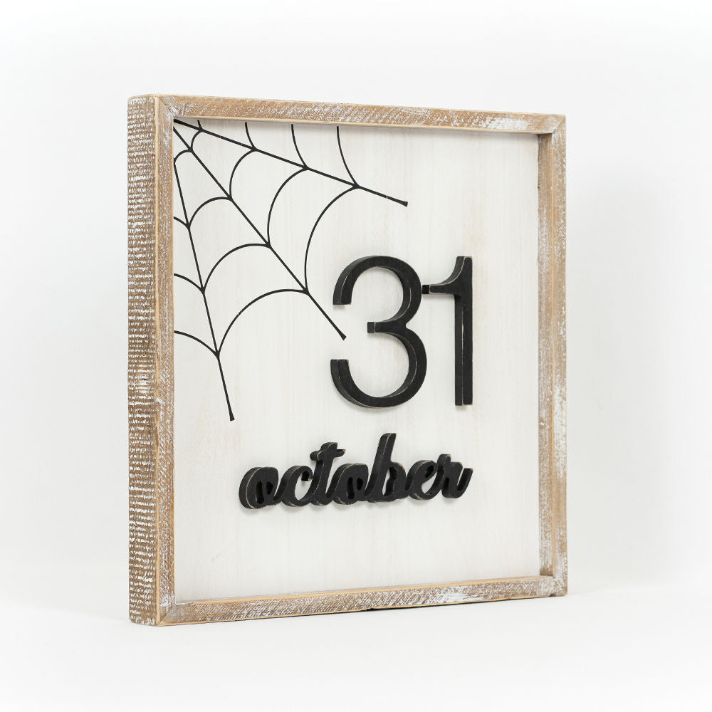 Reversible Wood Framed Sign (Leaf/31 Oct) Adams Halloween Adams & Co.   