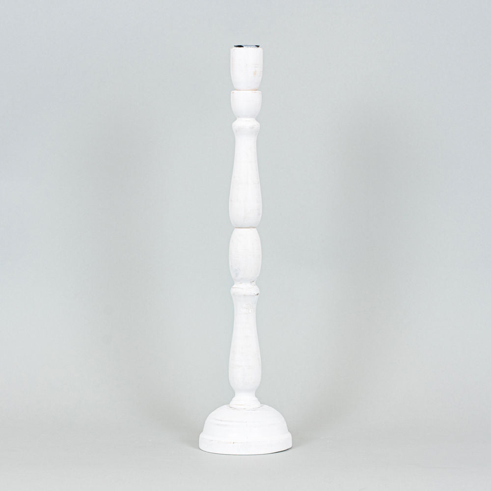 Wood Candle Holder - White Adams Everyday Adams & Co.   