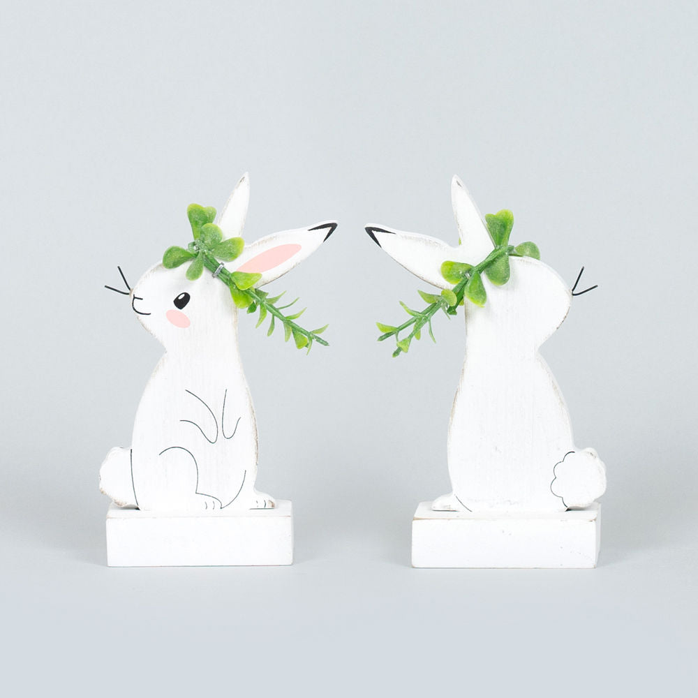 Standing Wood Bunny w/ Ivy Crown +  Badams   