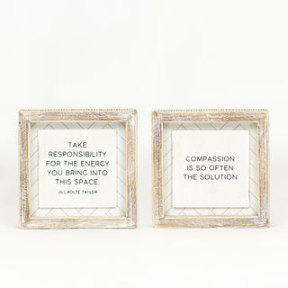 Reversible Wood Framed Herringbone Sign (Energy/Compassion) Adams Everyday Adams & Co.   