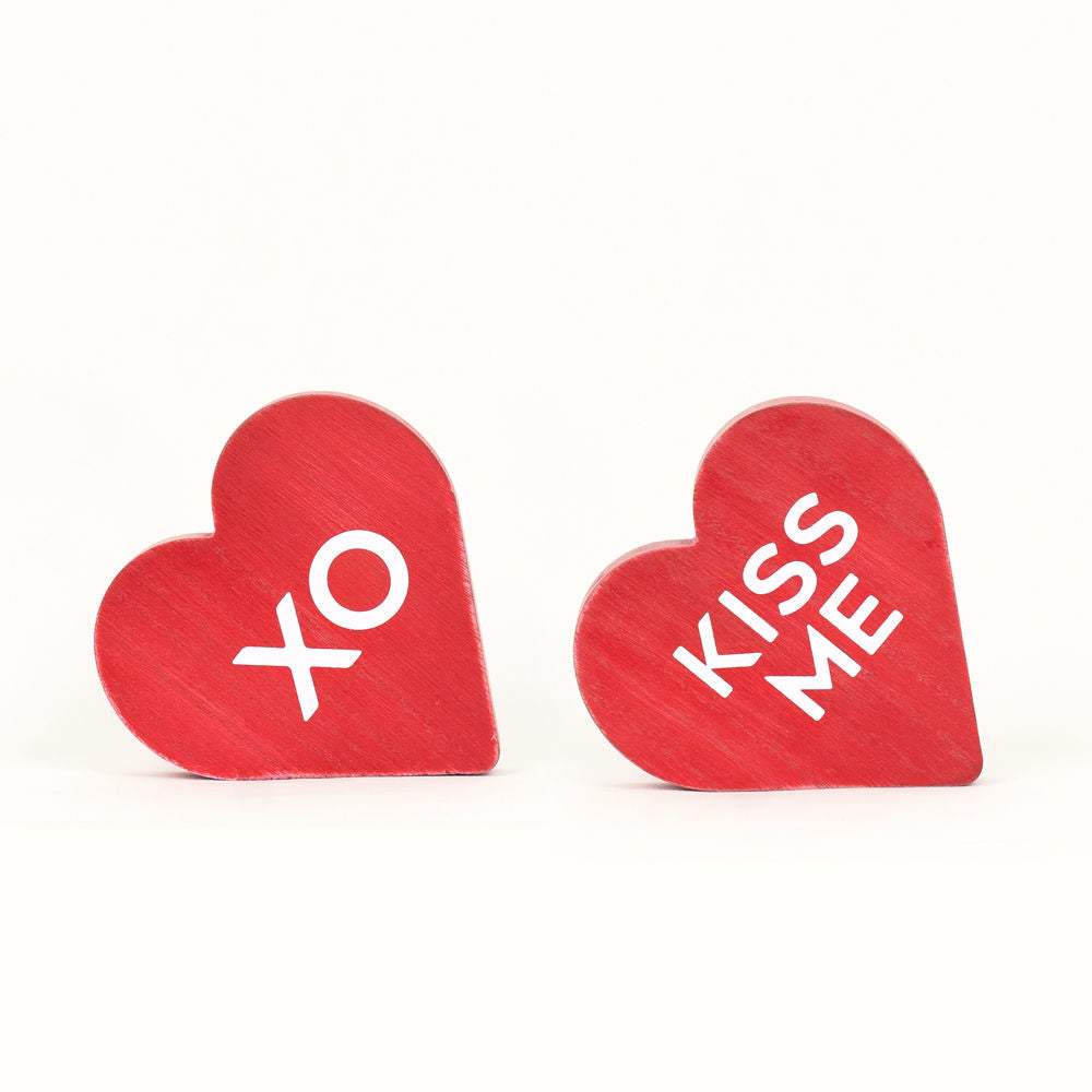Wood Cutout - Red Heart - XO/Kiss Me Adams Valentines Adams & Co.   