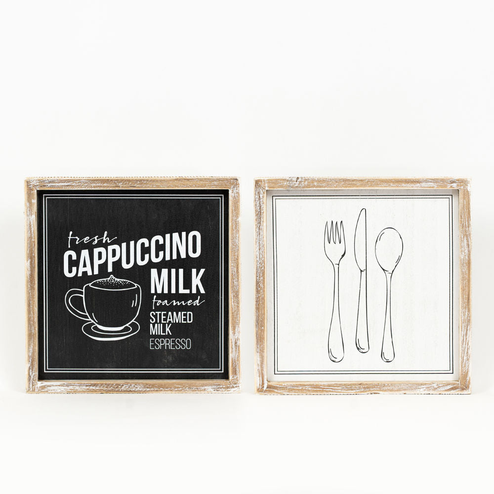 Reversible Wood Framed Sign (Cappuccino Milk) Adams Everyday Adams & Co.   