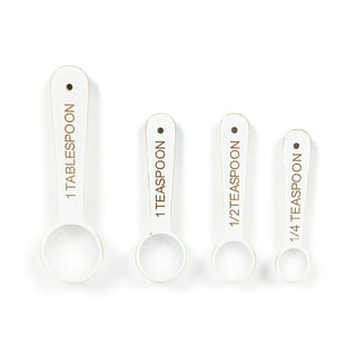 Wood Measuring Spoons S/4 White Adams Everyday Adams & Co.   
