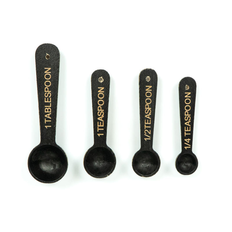 Wood Measuring Spoons S/4 Black Adams Everyday Adams & Co.   