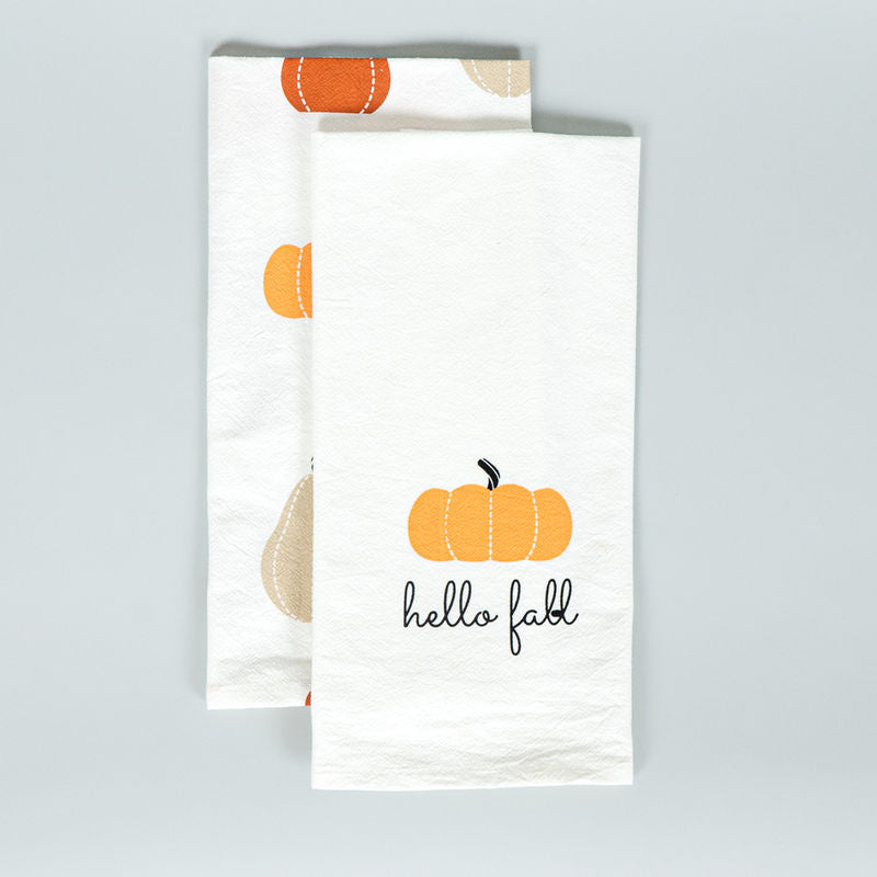 Tea Towels S/2 Hello Fall/Pumpkin Adams Fall/Thanksgiving Adams & Co.   