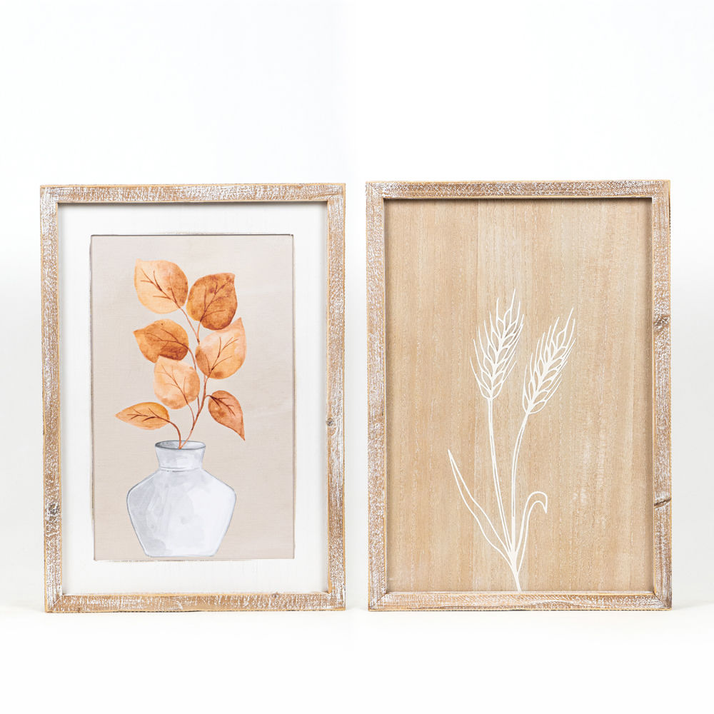 Reversible Wood Framed Sign Vase/Wheat Adams Fall/Thanksgiving Adams & Co.   
