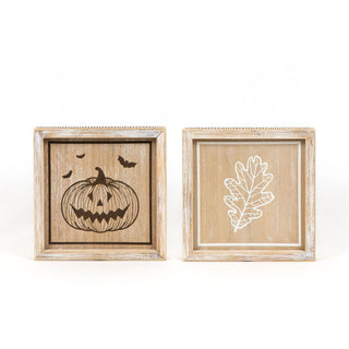 Reversible Wood Framed Sign Leaf/Jack-o'-Lantern Adams Halloween Adams & Co.   