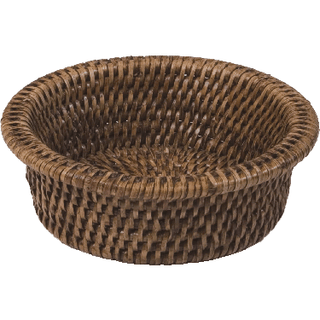 Wine bottle coaster, round woven natural rattan, Caspari