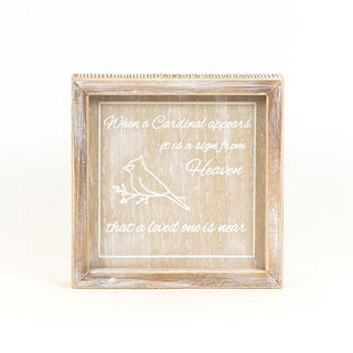 Wood Framed Sign (Cardinal) Natural/White Adams Christmas Adams & Co.   
