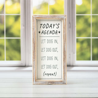 Reversible Wood Framed Sign (Today's Agenda) + Badams