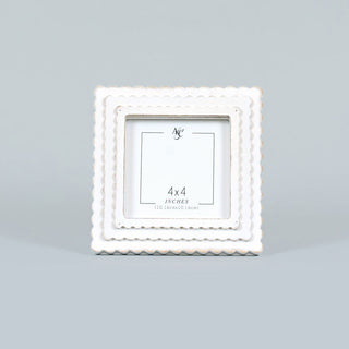 Wood Photo Framed (Scallop) White (4x4) Adams Everyday Adams & Co.   