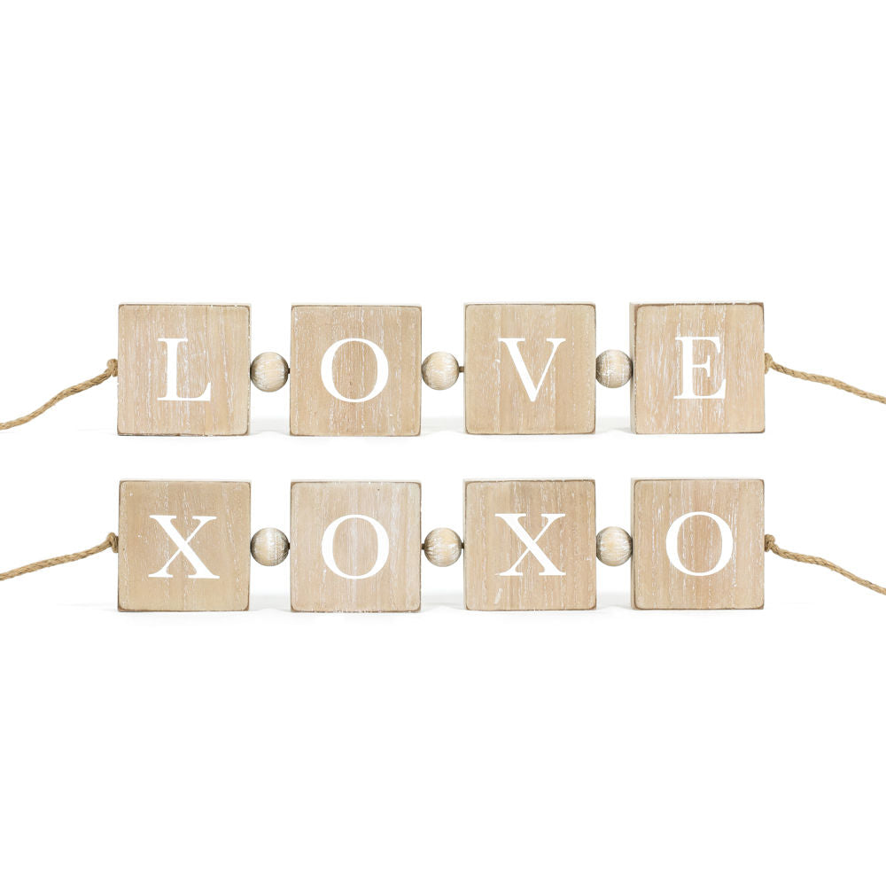 Reversible Wood Blocks (Love/Xoxo) Natural/White Adams Everyday Adams & Co.   