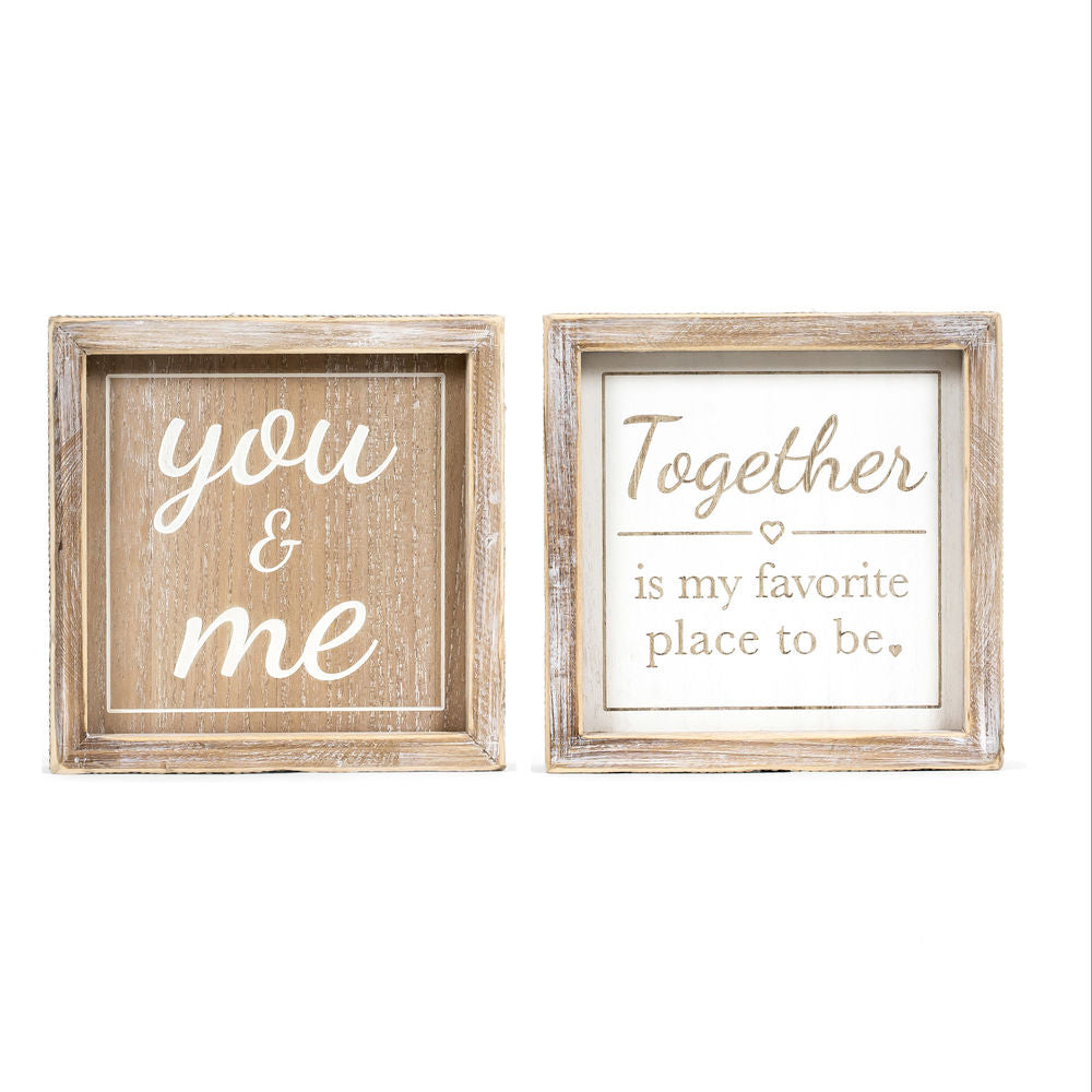 Wood Framed Sign (You & Me/Together) Natural/White Adams Everyday Adams & Co.   