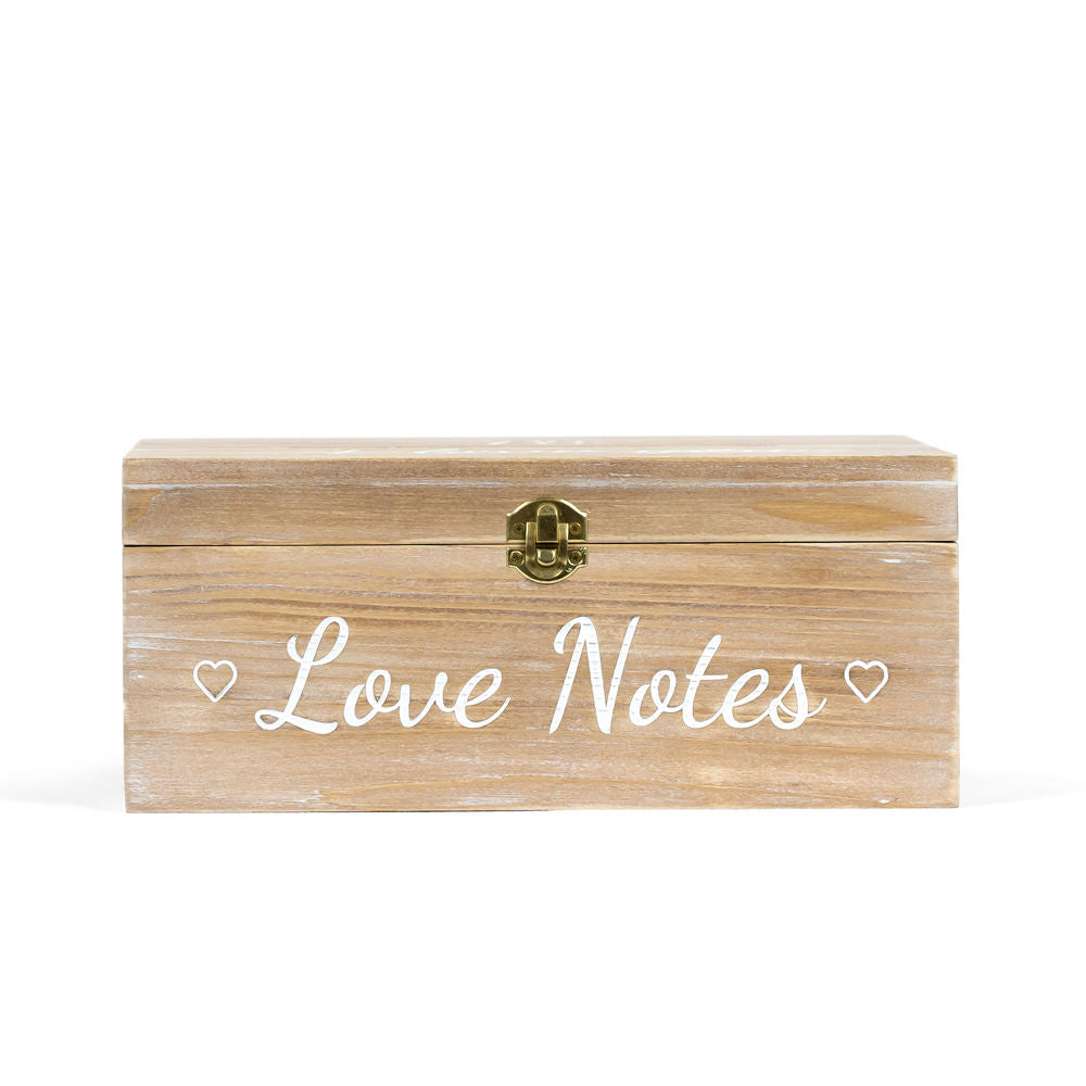 Wooden Hinged Box (Love Notes) Natural/White Adams Everyday Adams & Co.   