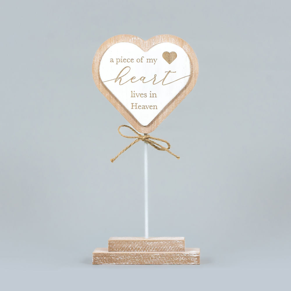 Wood Cutout On Stand (Piece Of My Heart) White/Natural Adams Everyday Adams & Co.   
