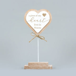 Wood Cutout On Stand (Piece Of My Heart) White/Natural Adams Everyday Adams & Co.   