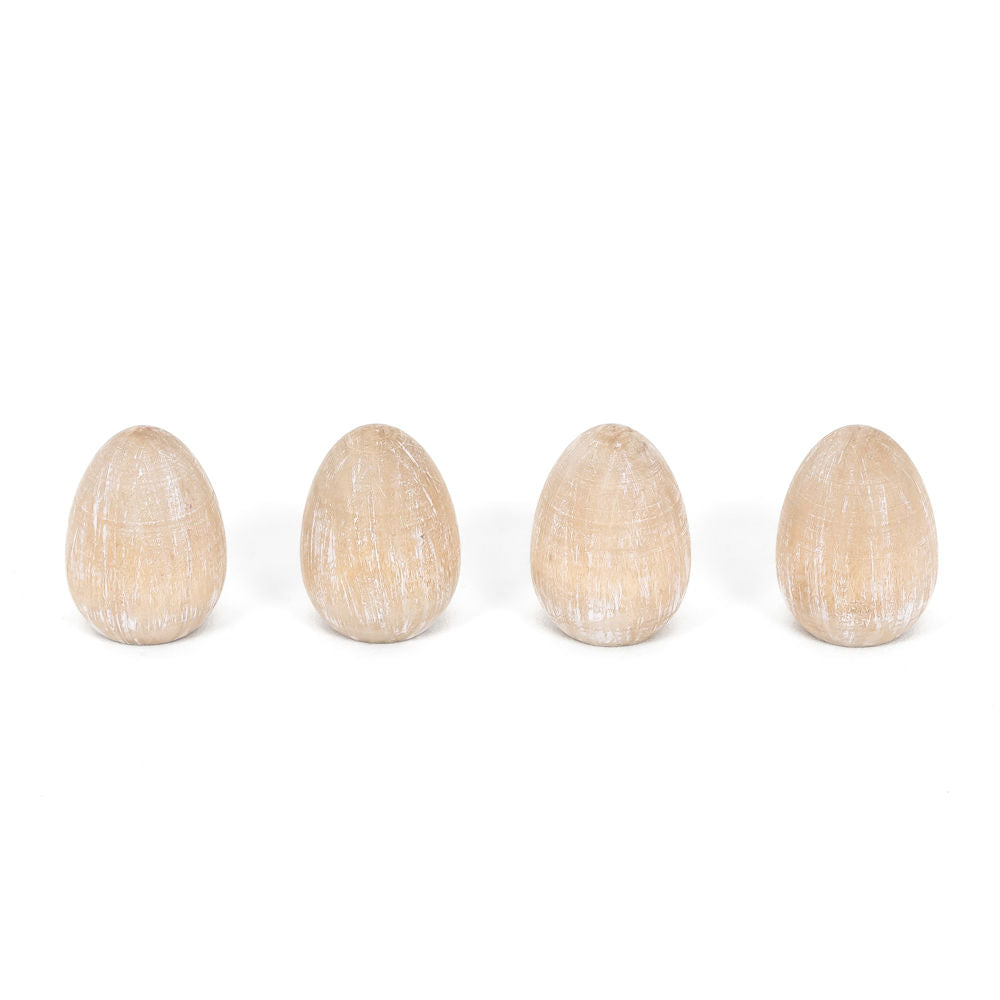 Chunky Wood Shapes Set of 4 (Eggs) Natural/White Adams Easter/Spring Adams & Co.   