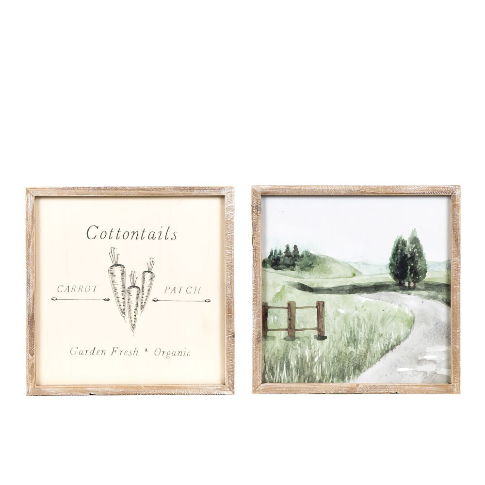 Reversible Wood Framed Sign (Cottontails/Farm) Adams Easter/Spring Adams & Co.   