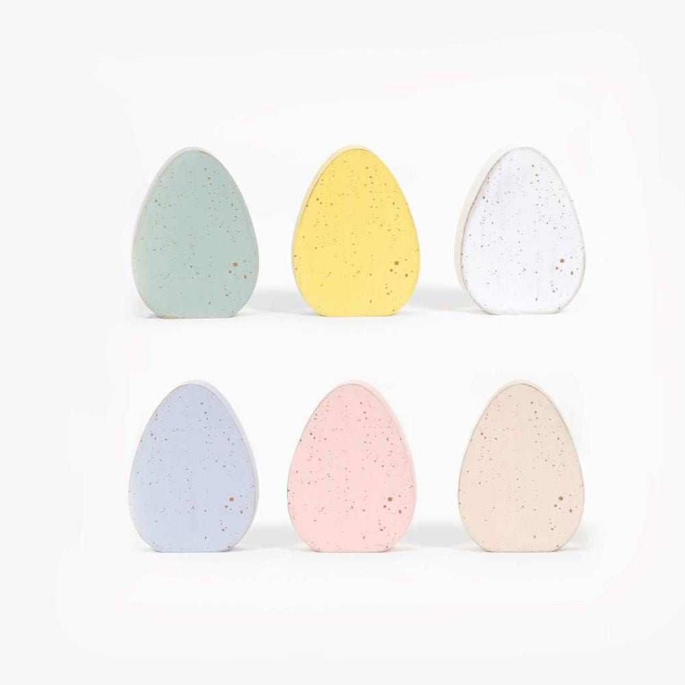 Reversible Chunky Wood Shape Set of Six (ROBIN EGGS) + Badams