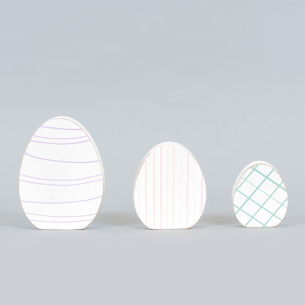 Wood Cutout Shapes S/3 (Eggs) Adams Easter/Spring Adams & Co.   