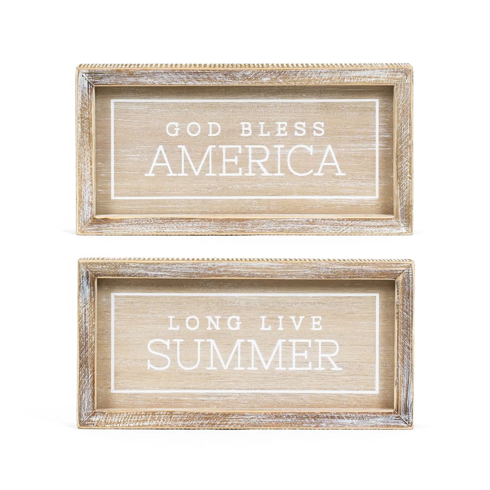 Reversible Wood Frame Sign (AMERICA/SUMMER) Natural Adams Summer Adams & Co.   