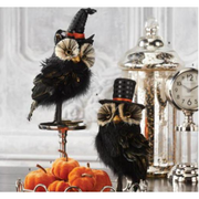 Assorted Black Feather Owls w/Hats  K&K   