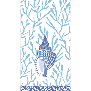 Guest Towel Napkin - Shell Toile - Blue  Caspari   