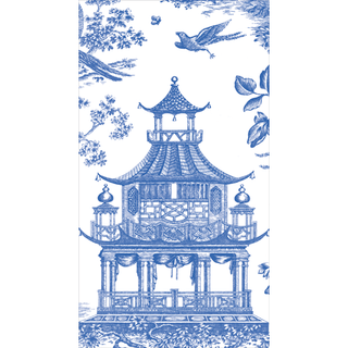 Guest Towel Napkin - Chinoiserie Toile Pagoda Blue  Caspari   