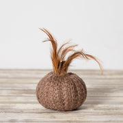 4" Brown Crochet Pumpkin w/ Wood Stem  K&K   