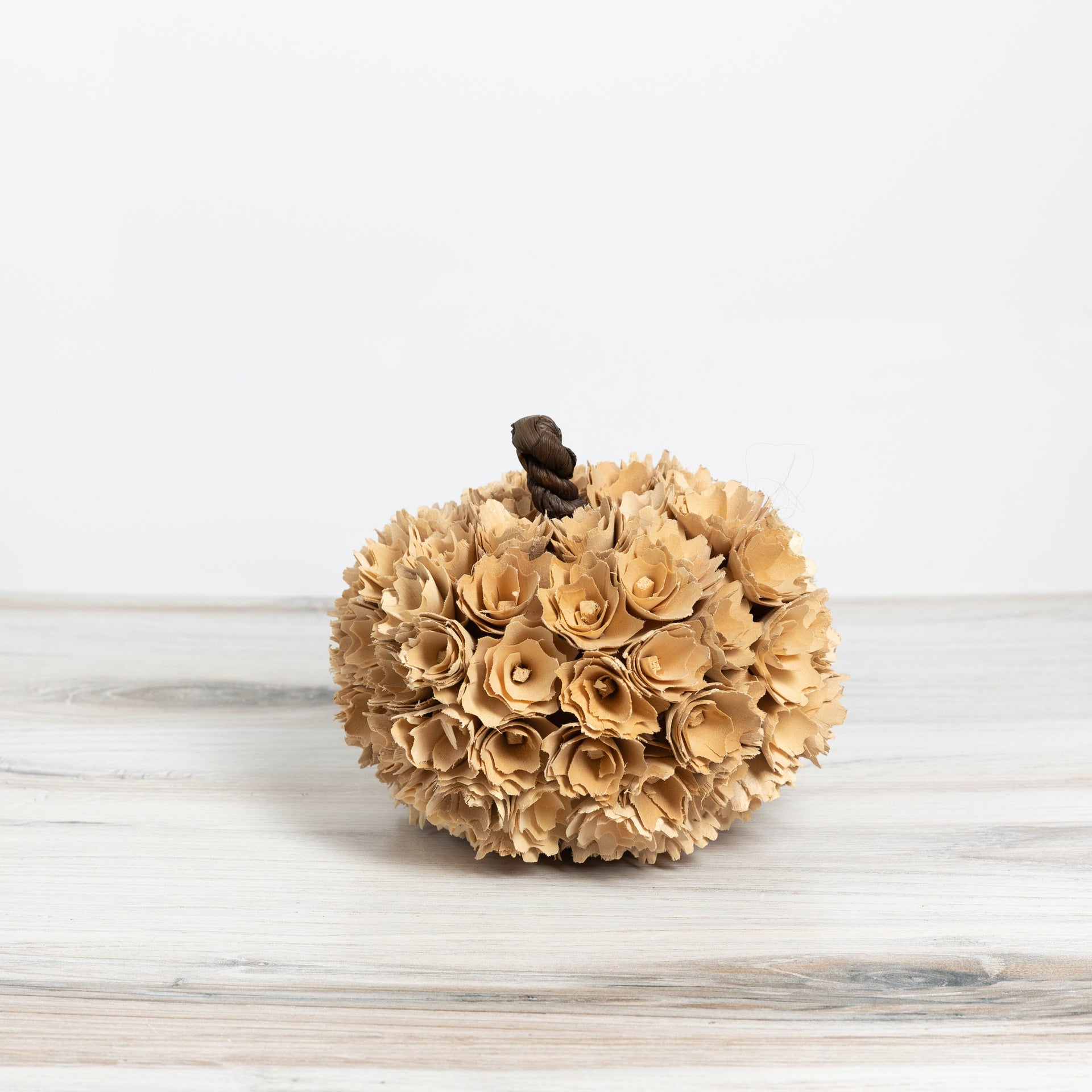 7.5 Inch Cream Shaved Wood Pumpkin  K&K   
