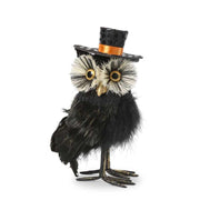 Assorted Black Feather Owls w/Hats  K&K Flat Top Hat  