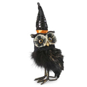 Assorted Black Feather Owls w/Hats  K&K Pointed Hat  