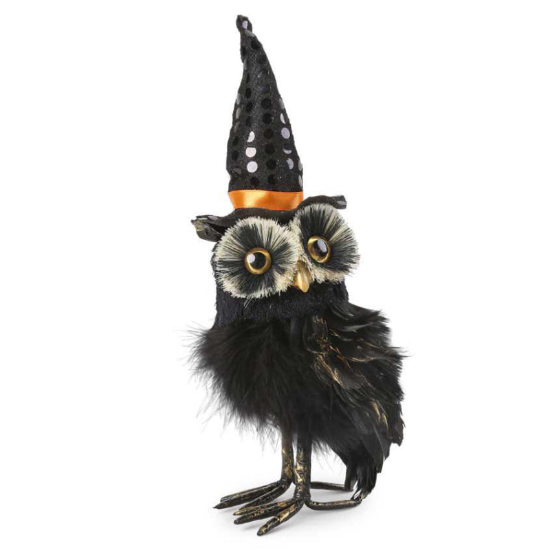 Assorted Black Feather Owls w/Hats  K&K Pointed Hat  
