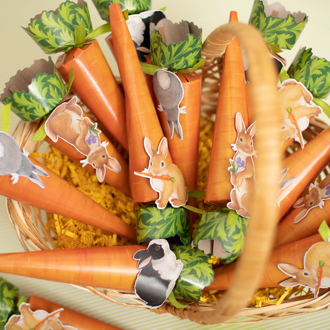 Bunnies And Carrots - Luxury Cone Crackers  Caspari   
