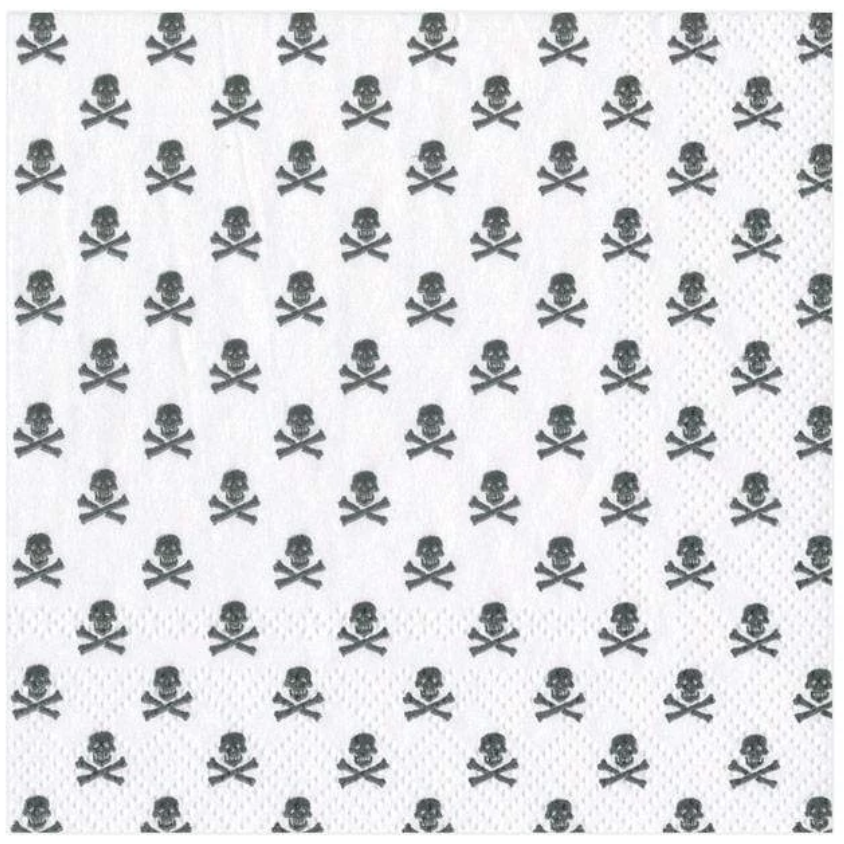 Cocktail Napkin - Skull And Crossbones White Paper Napkins Caspari   