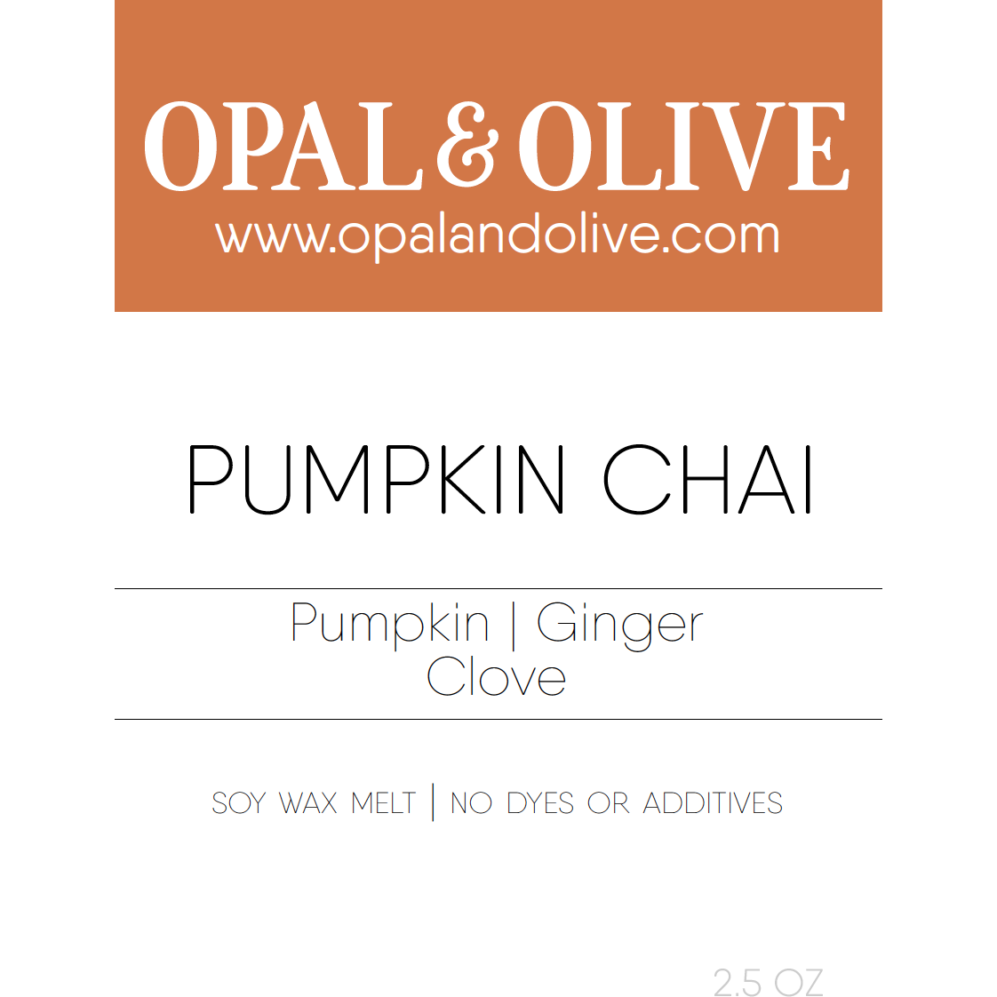 Signature Wax Melt Flameless Candles Opal & Olive Pumpkin Chai  