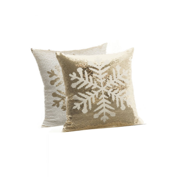 Sequin Snow Pillow White & Gold  Accents De Ville   