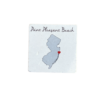 Coaster - Point Pleasant Beach with a light blue New Jersey silhouette and a red heart