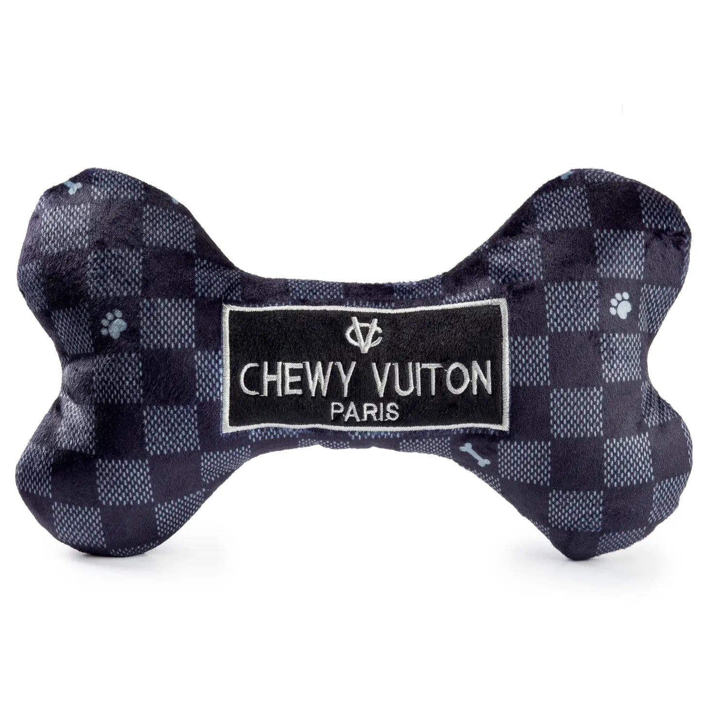Black Checker Chewy Vuiton Bone Squeaker Dog Toy Dog Toys Haute Diggity Dog XL  