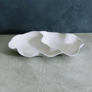 Vida Nube large double-dip white serving platter with two lobes