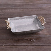 OCEAN Coral Square Small Bowl with Gold Handles BOWL Beatriz Ball   
